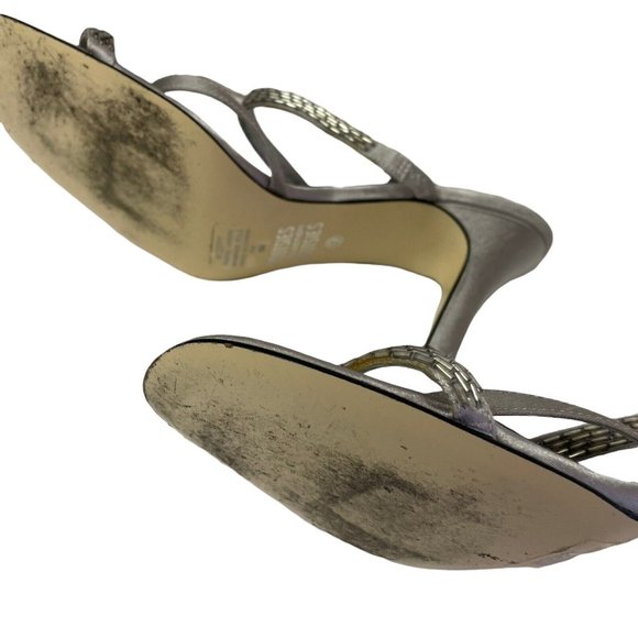 Mootsies Tootsies Collection Women Size 9 High 2" Heel Shoes Silver Open Toe - Picture 7 of 12